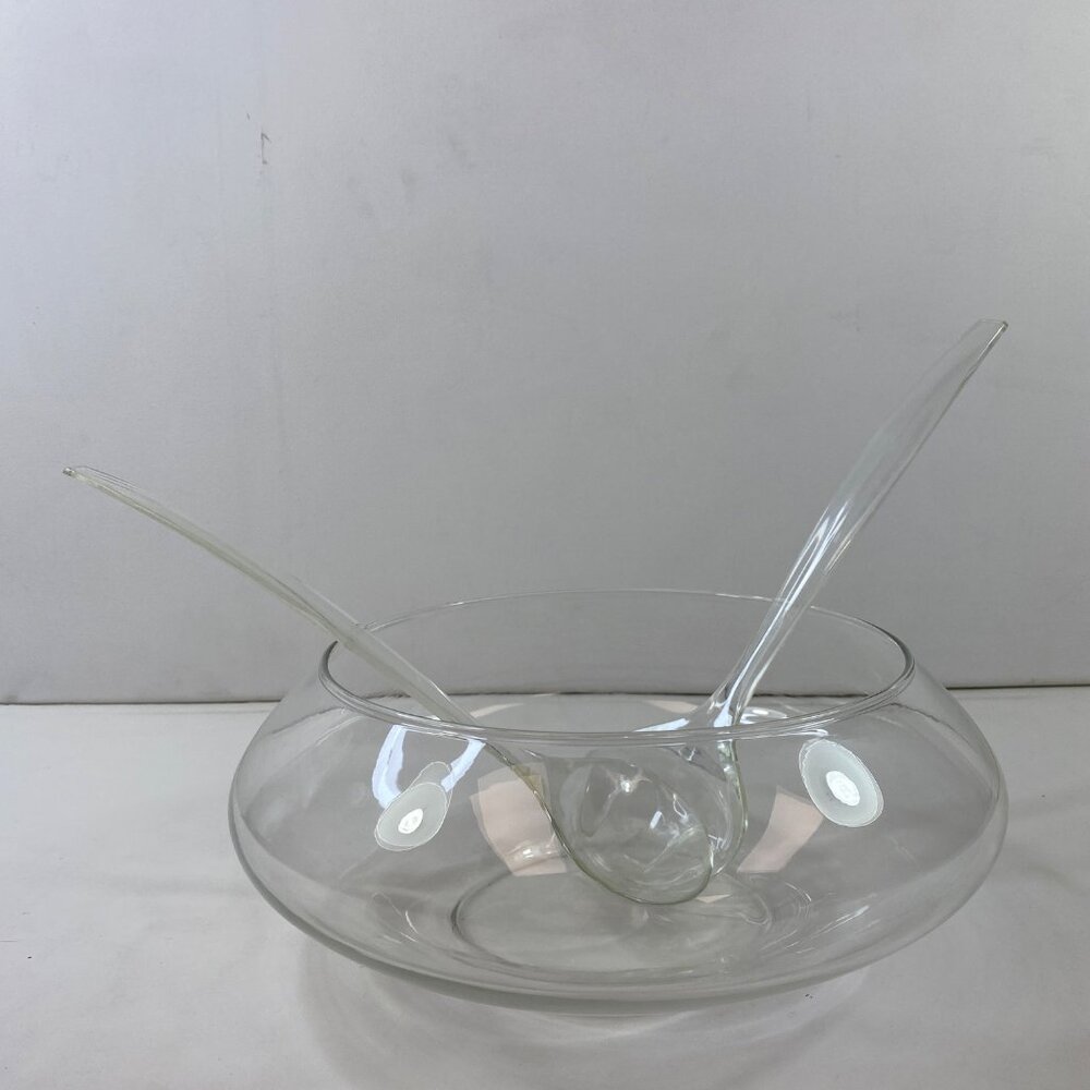 Cut Glass Punch Bowl Set Ladles 8" Diameter 4.5" Depth